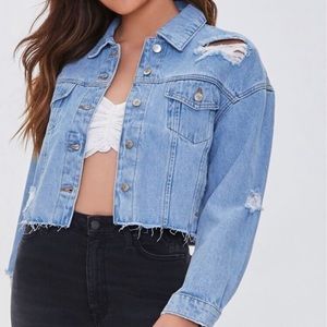 Forever 21 distressed crop jean jacket